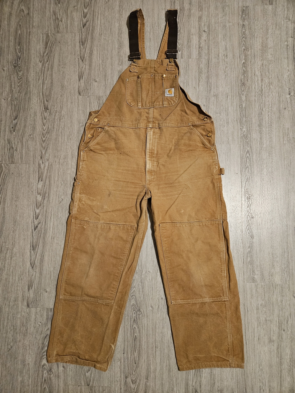 Carhartt Men's 44x32 Tan Duck Canvas Bib Overalls (Made in USA)